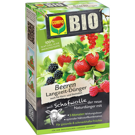 COMPO BIO Berry Long-Term Fertilizer for all berry plants, pome and stone fruit, 5 months long-term effect, 750 g, Berry Fertilizer