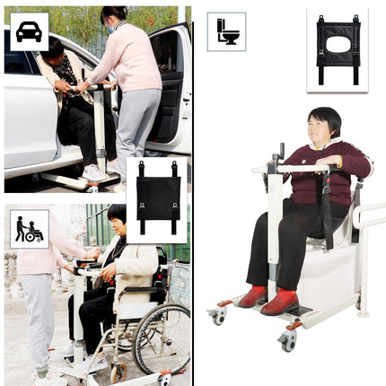 Patient lift transfer chair for seniors, height/width adjustable, patient lift wheelchair for car, portable bedside toilet shower chair for the elderly