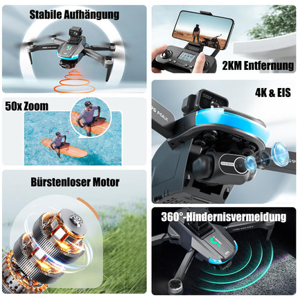 GPS Drone with 4k Camera, 2KM Long Range 5G FPV Image Transmission, 75 Min Flight Time, Under 249g, Visual Tracking/Active Obstacle Avoidance, Mini Camera Drone for Beginners Adults Professionals (S9S)