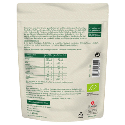Doppelherz pure organic psyllium husks – tasteless – to support natural digestion and intestinal health – 200 g