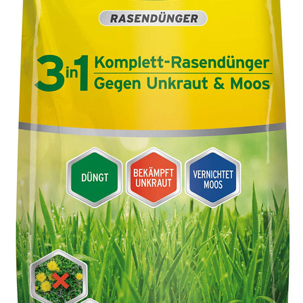 Substral 3 in 1 Complete Lawn Fertilizer with Weed Killer and Moss Killer, 14 kg for 400 m², Green