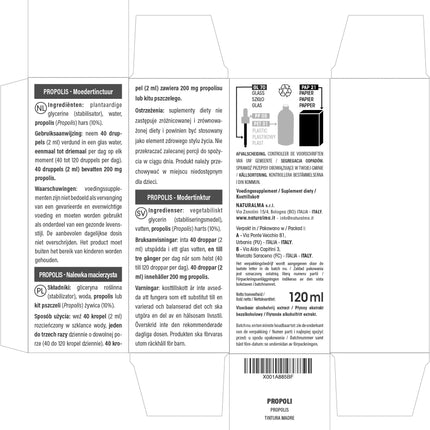 Propolis (Propolis) Resin Alcohol-Free Mother Tincture Naturalma - Liquid Extract Drops 120 ml - Dietary Supplement