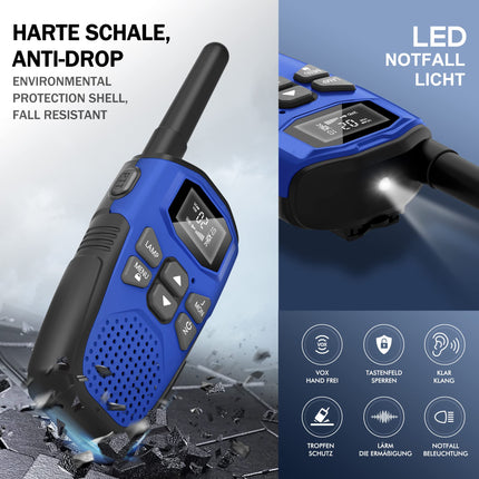 Set of 3, NXGKET Walkie Talkies Rechargeable for Adults and Children, Long Range 5km Walkie Talkie with Li-ion Battery, VOX Flashlight for Outdoors, Camping, Hiking