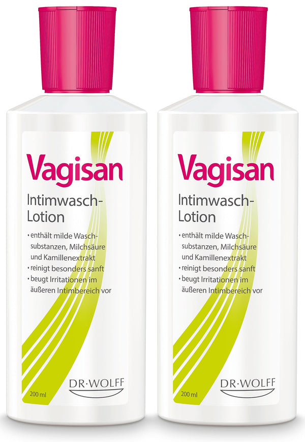Vagisan Intimate Wash Lotion - 2 x 200 ml | For gentle cleansing of the intimate area in cases of dryness, itching, and burning | Prevents infections and skin irritations