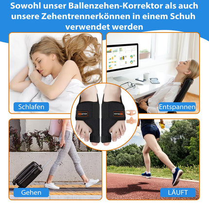 Healrecux 2x Hallux Valgus Correction Splint With 2x Toe Spreader for Toe Straightening for Day and Night, Hallux Valgus Bandage for Men and Women Protection of the Big Toe