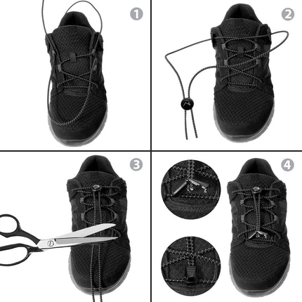 CampTeck U6602 Quick-Release Shoelaces, Elastic Shoelaces with Quick Lacing System - Black - 1 Pair