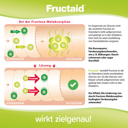 pro natura Fructaid – 60 capsules for fructose intolerance, a medical device for the prevention and relief of digestive problems caused by fructose malabsorption