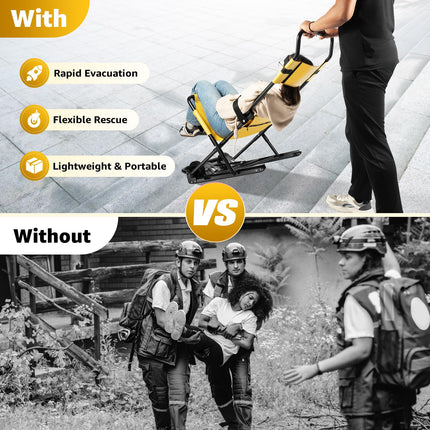 Mobile Portable Stairlift Without Installation, Aluminum Stair Climber Wheelchair, Folding Ambulance Firefighter Evacuation for Disabled Elderly, up to 159 kg (Yellow)