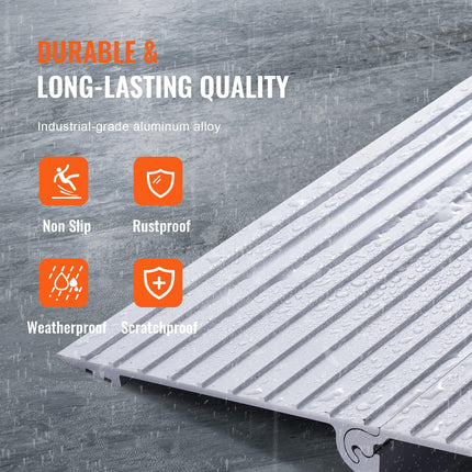 VEVOR Door Threshold Ramp 43.6 x 86.4 x 7.6 cm Wheelchair Ramp 362.8 kg Load Capacity Aluminum Alloy Curb Ramp Modular Design Threshold Ramp Non-Slip Aluminum Ramp Ramp
