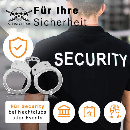 VIKING GEAR® genuine professional handcuffs made of hardened steel in silver with 2 keys - government quality - security accessories - handcuffs sex - handcuffs sex