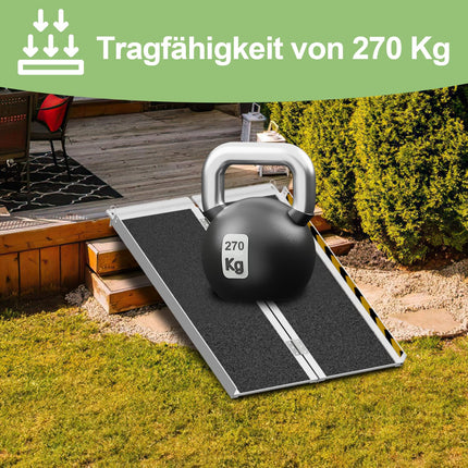Izrielar Wheelchair Ramp Foldable 91CM, Wheelchair Ramp, Aluminum Wheelchair Ramp, Non-Slip Ramp Wheelchair, Mobile Access Rail Load Capacity up to 270kg, Folding Ramp for Stairs, Steps, Barriers