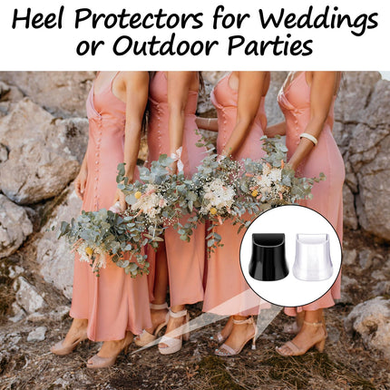 Molain 10 Pairs of High Heel Protectors, 5 Sizes High Heel Stopper High Heel Protector for Grass Wedding Outdoor Activities - Transparent, Black, Xx/Xs/S/M/L