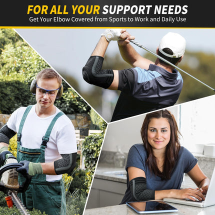 CAMBIVO 2x Elbow Support for Men and Women, Tennis Elbow Support with Gel Padding and Side Stabilizers, Elbow Support for Pain Relief from Tennis Elbow, Golfer's Elbow, Tendonitis