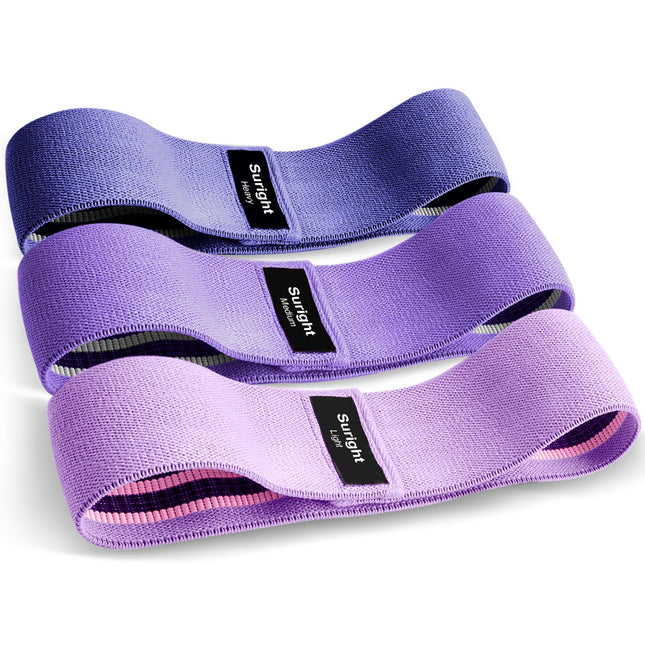 Knitted fitness bands, resistance bands, yoga belts, non-slip and sweat-proof, gymnastics belts, hip, leg training, strength training and pull-ups (light purple, purple, dark purple)