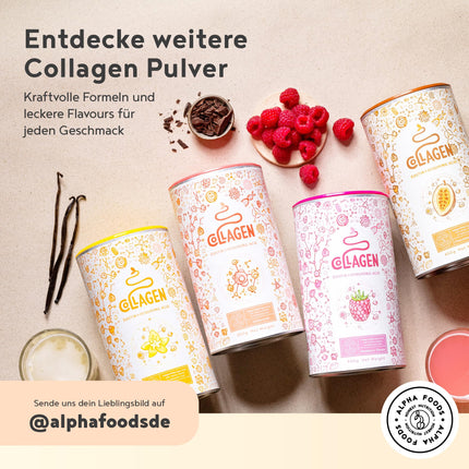 Vegan Collagen Powder + Hyaluronic Acid [400g] | Plant-based alternative to collagen hydrolysate | with 13 amino acids and vitamin C from camu | Tasteless | Made in Germany | Alpha Foods