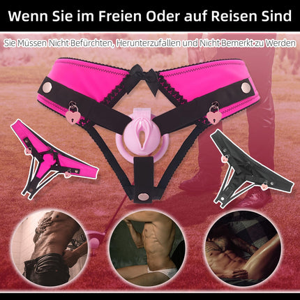 Crysore Heart-Shaped Chastity Panties with Pink Sissy Chastity Cage Anti-Off Chastity Belt in 2 Sizes Adult Sex Toys for Men Penis Training (L, Pink)