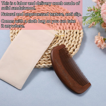Wooden labor comb, birth comb sandalwood natural birth comb labor and delivery tools pregnancy gift for pregnant women with fabric bag