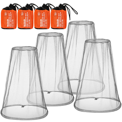 Hestya 4 Pack Mosquito Head Net Face Mesh Net Head Protection Net for Outdoor Hiking Camping Climbing Walking Mosquito Fly Insect Bug Prevention Large Size Gray