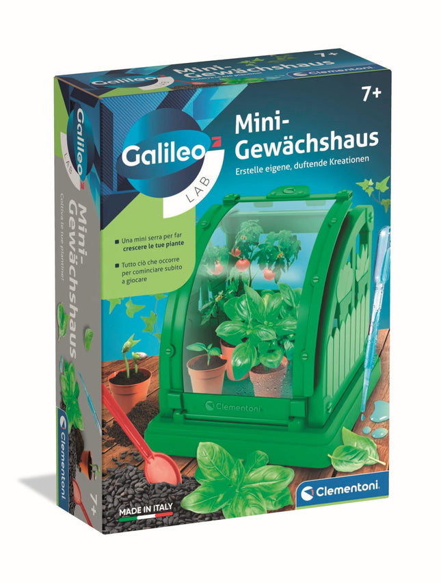 Clementoni Galileo Lab Mini Greenhouse - DIY Botany Set for Children - Grow Your Own Plants with Pots, Peat &amp; Seeds - Indoor Garden with Hatch for Care by Clementoni 59438