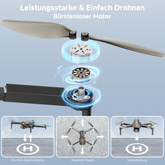 PLEGBLE Drone with Camera for Kids Adults, Brushless Motor Mini Drone FPV RC Quadcopter with WiFi 1080P, Altitude Hold, 3D Flip, Headless Mode, Toys and Gifts for Boys Beginners