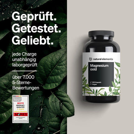 Magnesium - 365 capsules (year's supply) - 667mg, of which 400mg elemental magnesium per capsule - Laboratory-tested, high-dose, vegan
