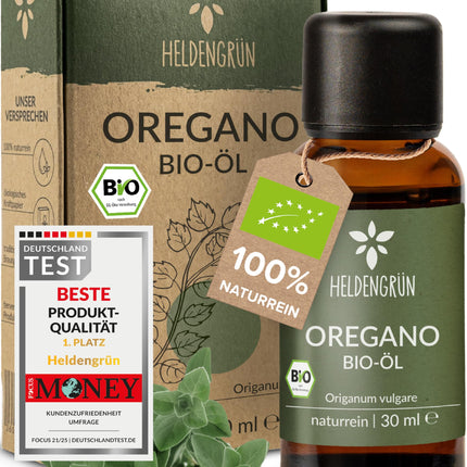 Heldengrün® ORGANIC Oregano Oil [HIGH DOSE] with +82% Carvacrol - Certified food for oral use - Organic Oregano Oil from Greece - Oregano Oil