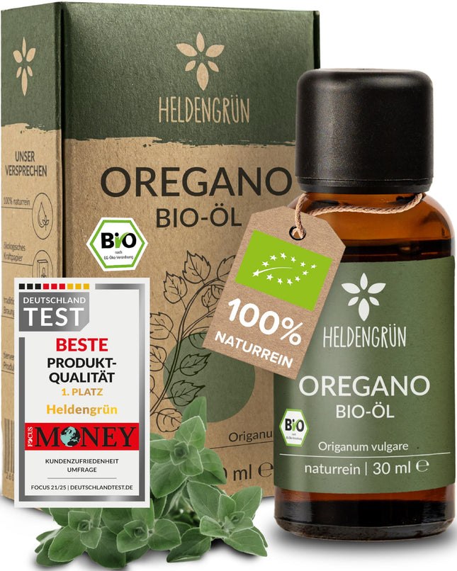 Heldengrün® ORGANIC Oregano Oil [HIGH DOSE] with +82% Carvacrol - Certified food for oral use - Organic Oregano Oil from Greece - Oregano Oil