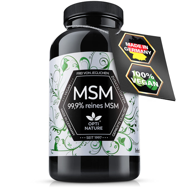 365-99.9% pure, high-dose &amp; highly bioavailable MSM sulfur capsules | Vegan, made in Germany &amp; certified | Since 1997 - OPTI NATURE