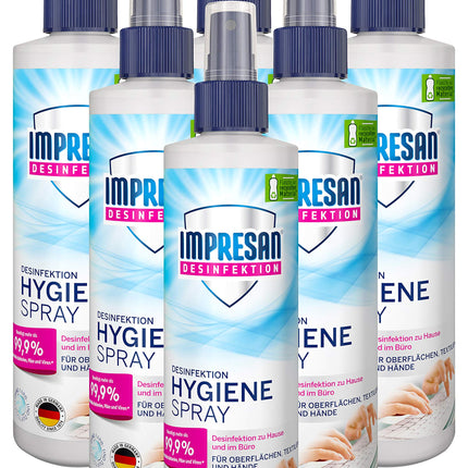 Impresan Hygiene Spray: Disinfectant spray for surfaces and textiles - Disinfectant pump spray - 6 x 250ml in a practical value pack