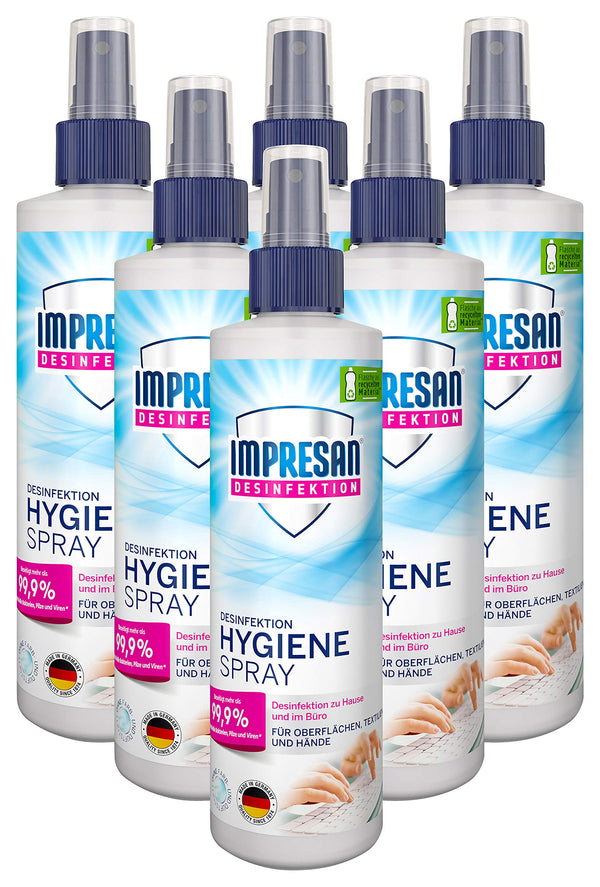 Impresan Hygiene Spray: Disinfectant spray for surfaces and textiles - Disinfectant pump spray - 6 x 250ml in a practical value pack