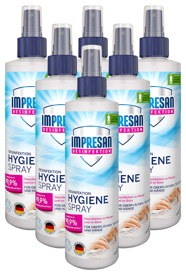 Impresan Hygiene Spray: Disinfectant spray for surfaces and textiles - Disinfectant pump spray - 6 x 250ml in a practical value pack
