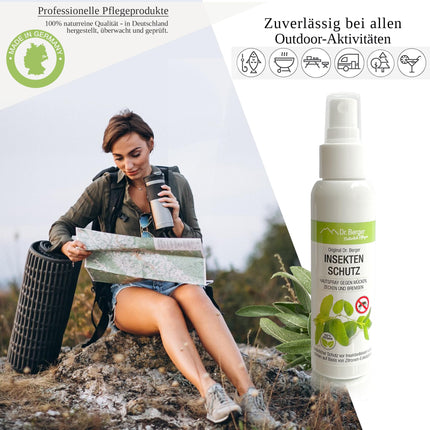 Dr. Berger Insect Repellent [VEGAN] Mosquito Repellent | Protection against ticks, mosquitoes, midges, and horseflies | Skin spray also suitable for children - Natural protection against mosquito bites | Mosquito spray