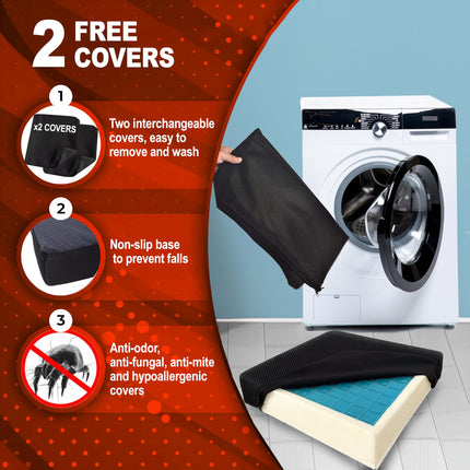 DaymandCare® | Anti-decubitus wheelchair seat cushion | Includes extra cover | Orthopedic anti-decubitus | Orthopedic seat cushion | Decubitus seat cushion | Viscoelastic + gel | Gaming chair