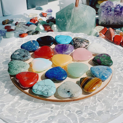 XIANNVXI 20 pieces lucky charm heart stone crystals gemstones set crystal rose quartz amethyst heart love heart decoration lucky stones colorful heart stones set for chakra reiki balancing Valentine's Day