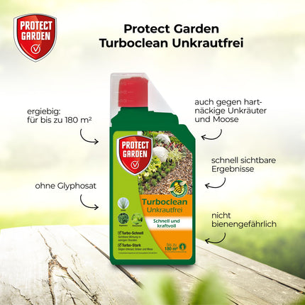 PROTECT GARDEN Turboclean Weed-Free, weed killer against stubborn weeds such as ground elder and horsetail, 1000 ml concentrate