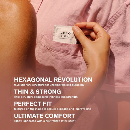 LELO HEX Original Ultra-Thin Condoms with Extra Strength, Male Condoms, 54 mm in Diameter (36-Pack)