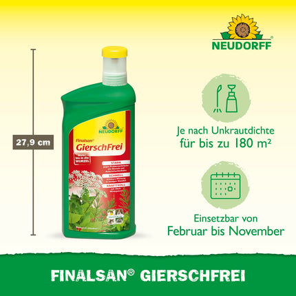 Neudorff Finalsan GierschFrei – Fast-acting weed killer against ground elder and horsetail for 180 m². Effective right down to the roots, 1 liter