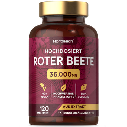 Beetroot Tablets High Dose 36,000mg | 120 Vegan Tablets | Beetroot Superfood | Beetroot Extract | Horbaach