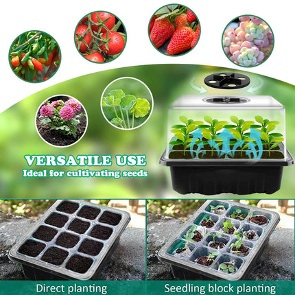 Indoor greenhouse cultivation box, 6 pieces cells mini greenhouse cultivation set with timing controller adjustable brightness, mini greenhouse cultivation box for cultivation with plant lamp and lid