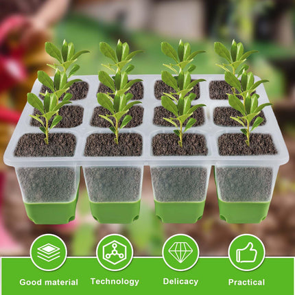 Leikurvo Indoor Greenhouse Seedling Box, Reusable Seedling Tray with 12 Planting Holes and Raised Lid Mini Greenhouse Seedling Trays for Plants, Herbs, Flowers, Vegetables and Fruits