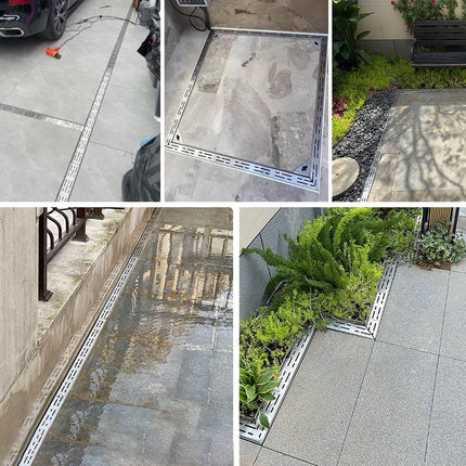 Vibeo Drainage Channel Narrow Gutter Drain Made of 304 Stainless Steel, Linear Gutter Screens for Yard, Garden, Courtyard, Patio, Trench Drainage with Removable Grate (W 4 cm x H 4 cm (1 5/8" x 1 5/8"))