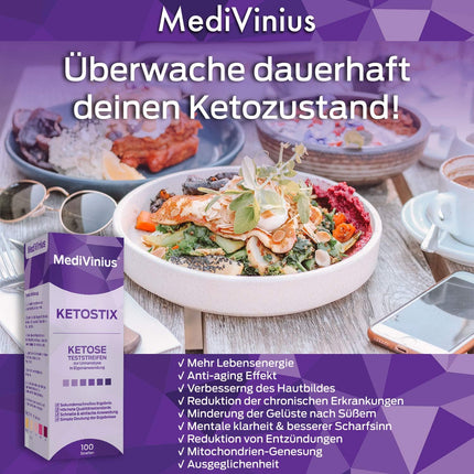 KETOSTIX® 100 pieces for instant ketosis results | Ketone test strips for effective keto nutrition and diet | Ketosticks, ketone sticks urine