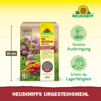 Neudorff UrgesteinsMehl - Natural diabase rock flour with natural long-term effect for soil improvement for all soil types, 2.5 kg for 25 m²