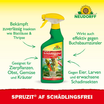 Neudorff Spruzit AF Pest-Free – Controls pests such as box tree moths, aphids, and thrips on ornamental plants, vegetables, fruit, and herbs, 500 ml