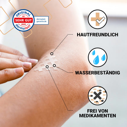 TRUETAPE Crosstapes – 130 grid plasters in 3 different sizes (72x S, 42x M, 16x L) including instructions – Waterproof &amp; Extra Strong Hold – Original Acupuncture Plasters – Mix Pack