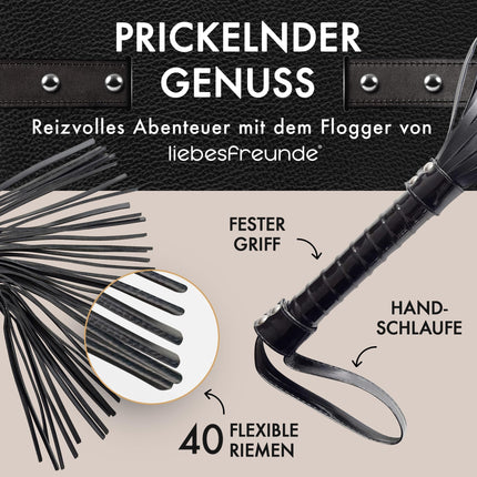 Liebesfreunde® Sex Whip – Flogger BDSM Toy, hard and soft applicable, including blindfold
