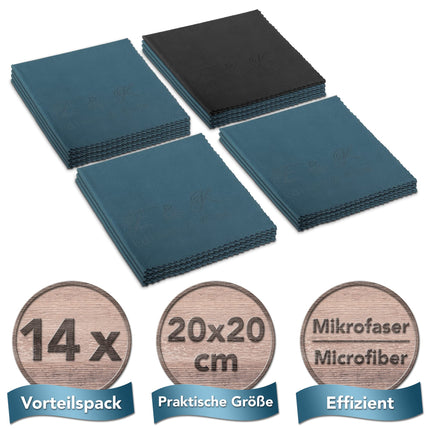 Glasses cleaning cloths in a pack of 14 - microfiber cloths in special size 20x20cm