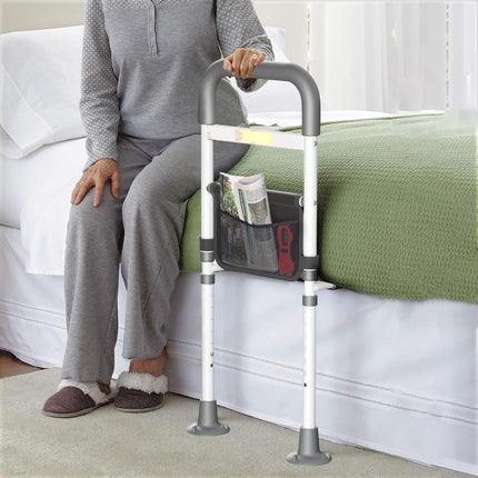 Safe bed rails for older adults, bed riser, bed rails for older people and adults, bed entry aid, height adjustable grab bar bed guard, LED sensor light