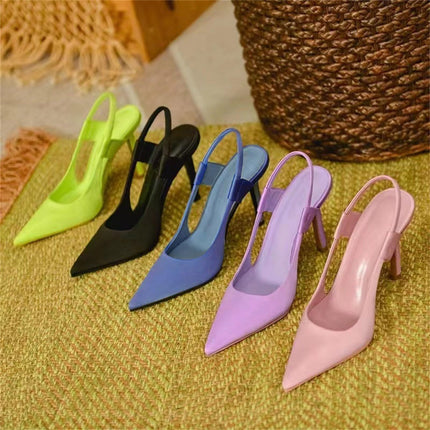 Slingback Pumps Women - Stilettos High Heels Pointed Toe Slingback Pumps Shallow Mouth Wedding Shoes Slip-In Single Shoes Summer Sandals Prom Dress Shoes