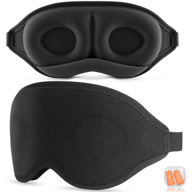 Aosun Sleep Mask for Side Sleepers, 2024 Upgraded 3D Eye Mask Sleep Masks for Men and Women, 100% Light Blocking Sleeping Mask with Adjustable Elastic Strap for Travel (Black)